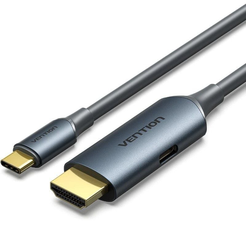 Cable Conversor HDMI 2.0 4K Vention ABLHG/ USB Tipo-C Macho - HDMI Macho/ USB Tipo-C PD 1.5m/ Gris