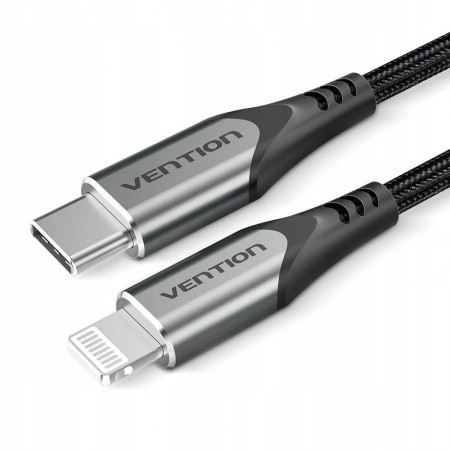 Cable USB 2.0 Tipo-C Lightning Vention TACHF/ USB Tipo-C Macho - Lightning Macho/ 480Mbps/ 1m/ Gris