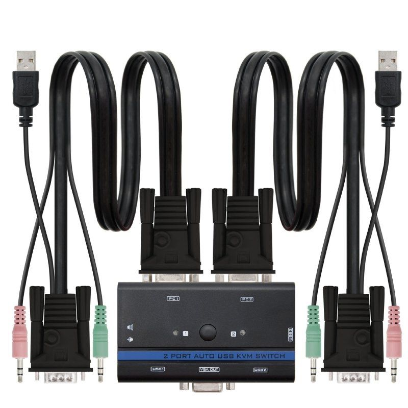 KVM Switch Nanocable 10.12.0001/ PC - CPU: 2 VGA + 2 USB + 4 JACK 3.5 / CONSOLA: 2 USB + VGA + 2 JACK 2.5/ 1.4m