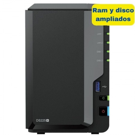 NAS Synology Diskstation DS225+/ 2 Bahías 3.5'- 2.5'/ 6GB DDR4/ 8TB/ Formato Torre