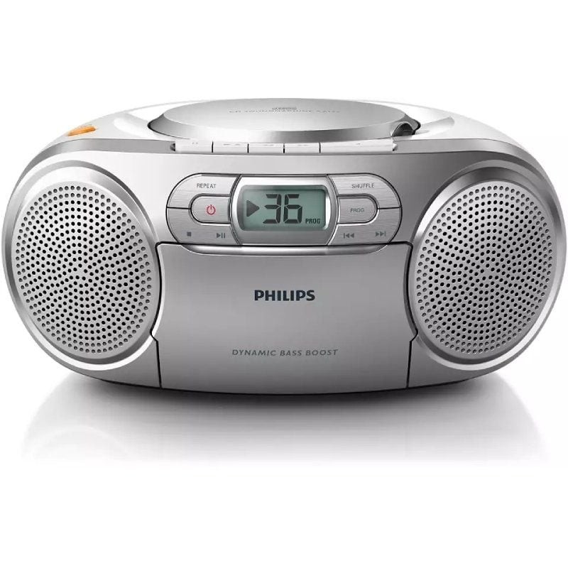 Radio CD Philips AZ127/12/ 2W/ con Cable/ a Pilas/ Gris