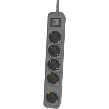Regleta con Interruptor Philips CHP2154G/12 5 Tomas de corriente/ Cable 1.5m/ Gris