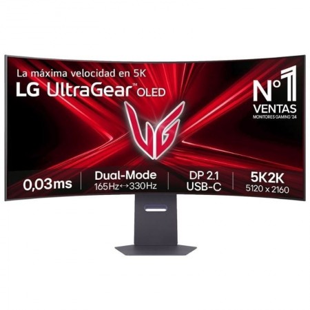 Monitor Gaming Curvo LG UltraFine 45GX950A-B 45'/ 5K2K/ 0.03ms/ 330Hz/ OLED/ Multimedia/ Regulable en altura/ Negro