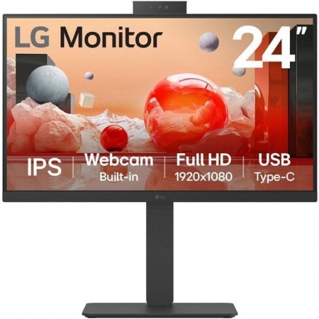 Monitor Profesional LG 24BA850-B 23.8'/ Full HD/ Webcam/ Multimedia/ Negro