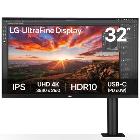 Monitor Profesional LG UltraFine Display 32UN880K-B 31.5'/ 4K/ Multimedia/ Regulable en altura/ Negro