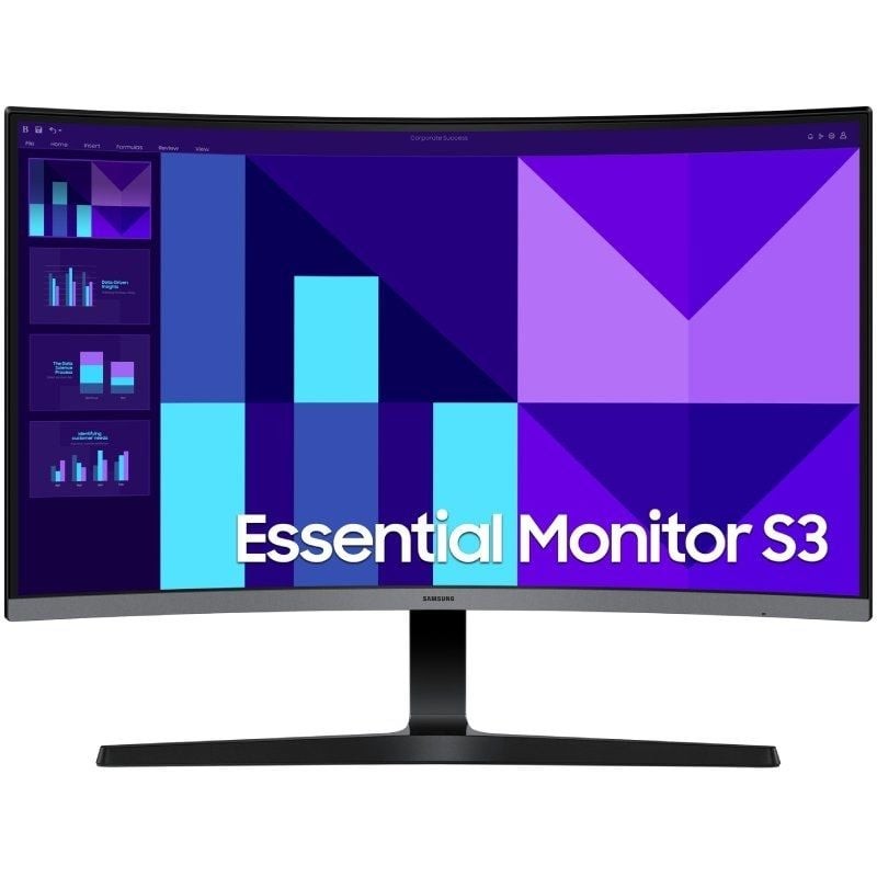 Monitor Profesional Curvo Samsung Essential Monitor S3 S39GD S27D396GAU 27'/ Full HD/ Multimedia/ Negro y Plata