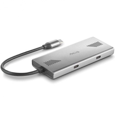 Hub USB Tipo-C NGS WonderDuo-C / 2xUSB/ 2xUSB Tipo-C/ Gris