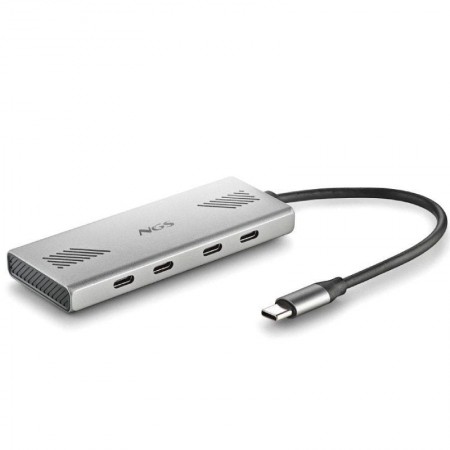 Hub USB Tipo-C NGS Wonder4-C/ 4xUSB Tipo-C/ Gris