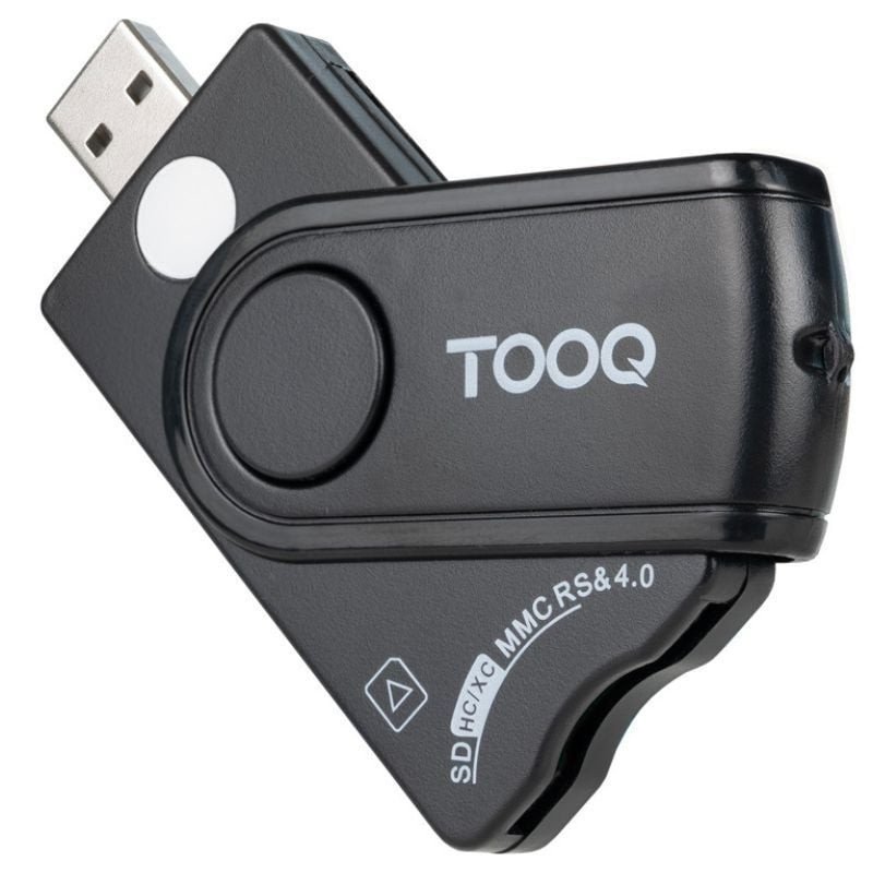 Lector de DNI, Tarjetas Inteligentes, SD y MicroSD TooQ TQR-3012B/ USB 2.0/ Negro