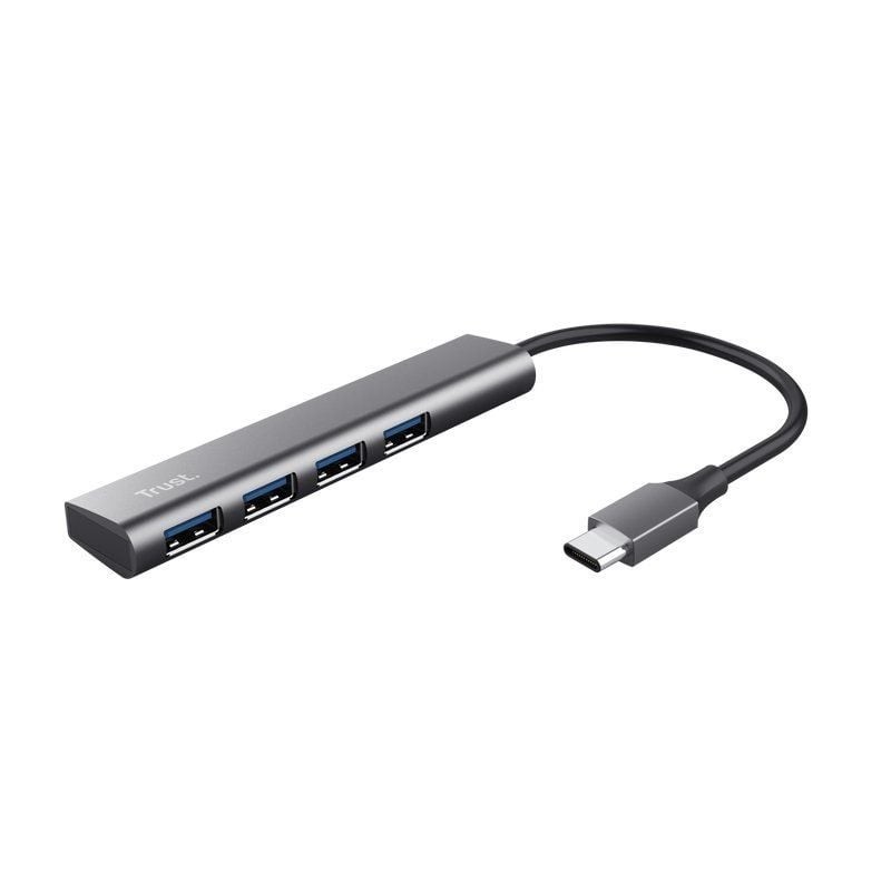 Hub USB Tipo-C Trust Halyx/ 4xUSB/ Gris
