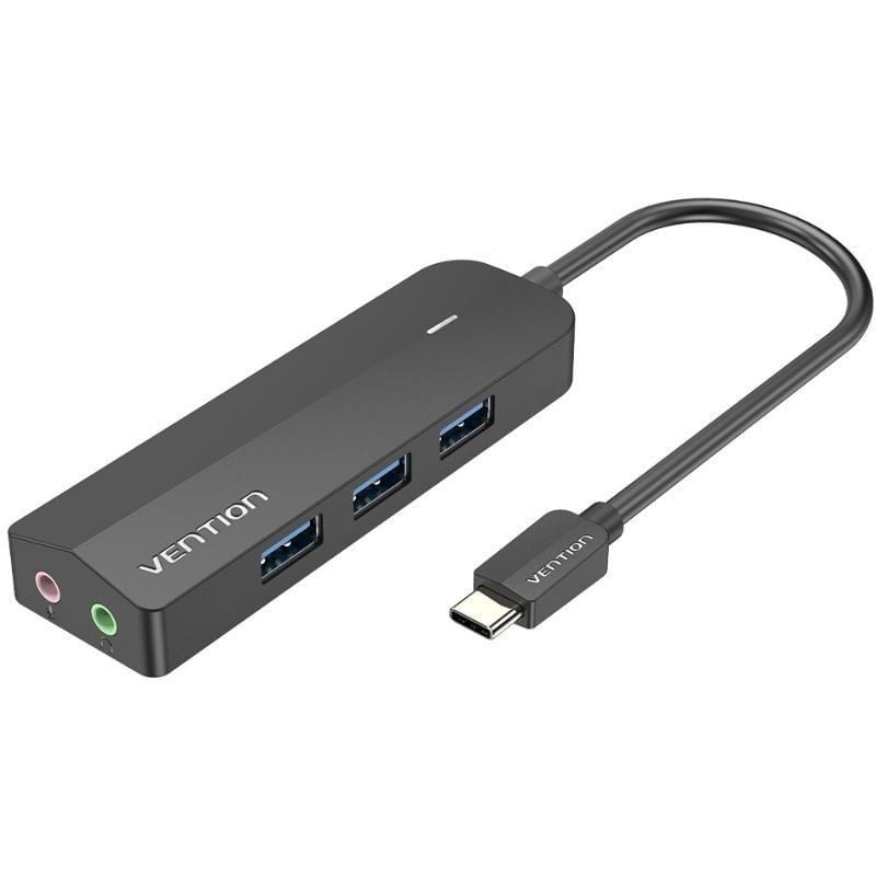 Hub USB Tipo-C Vention TGQBB/ 3xUSB/ 2xJack 3.5mm/ 1xMicroUSB PD