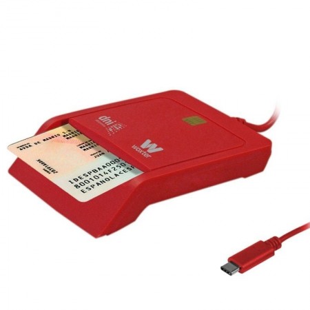 Lector de DNI y Tarjetas Woxter PE26-199/ USB Tipo-C/ Rojo