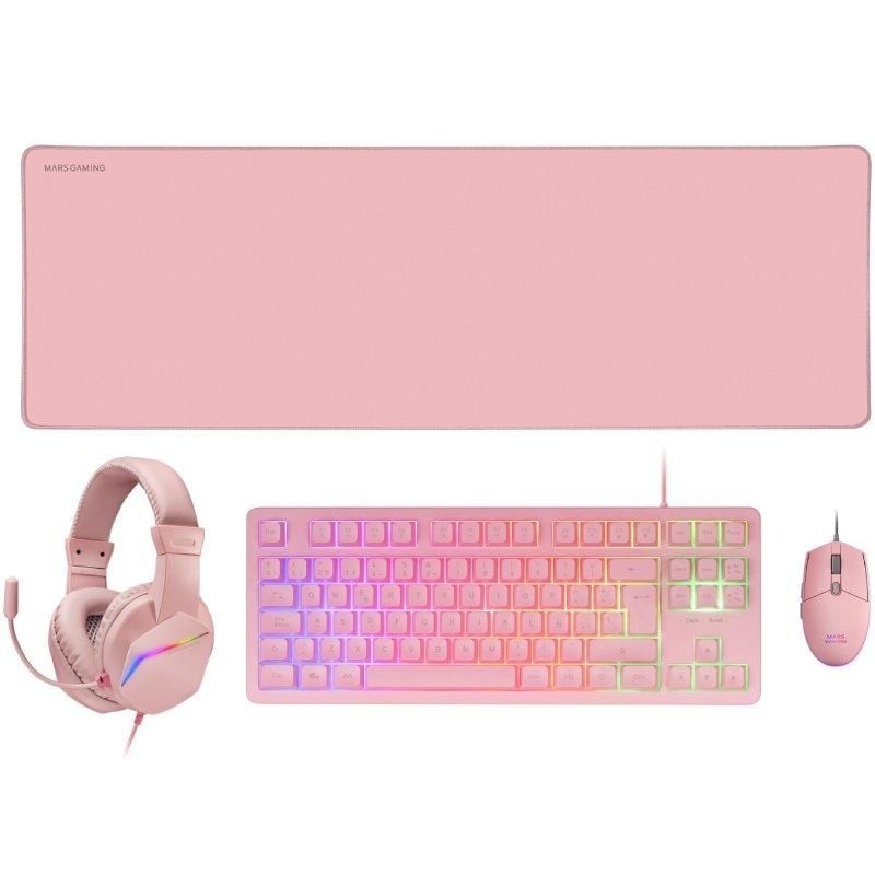 Pack Gaming Mars Gaming MCP-RGB3P/ Teclado RGB + Ratón Óptico + Alfombrilla XXL + Auriculares