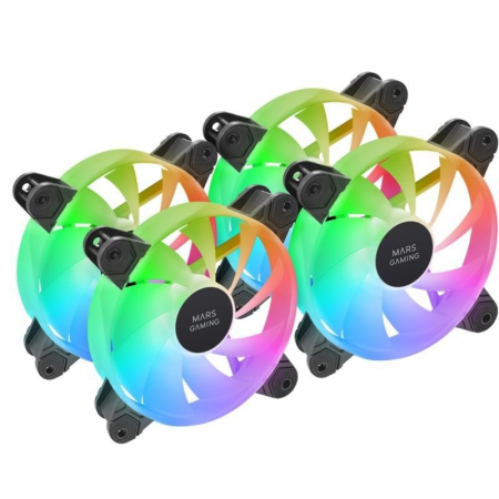Pack 4 Ventiladores Mars Gaming MF-4A/ 12cm/ ARGB/ Negro