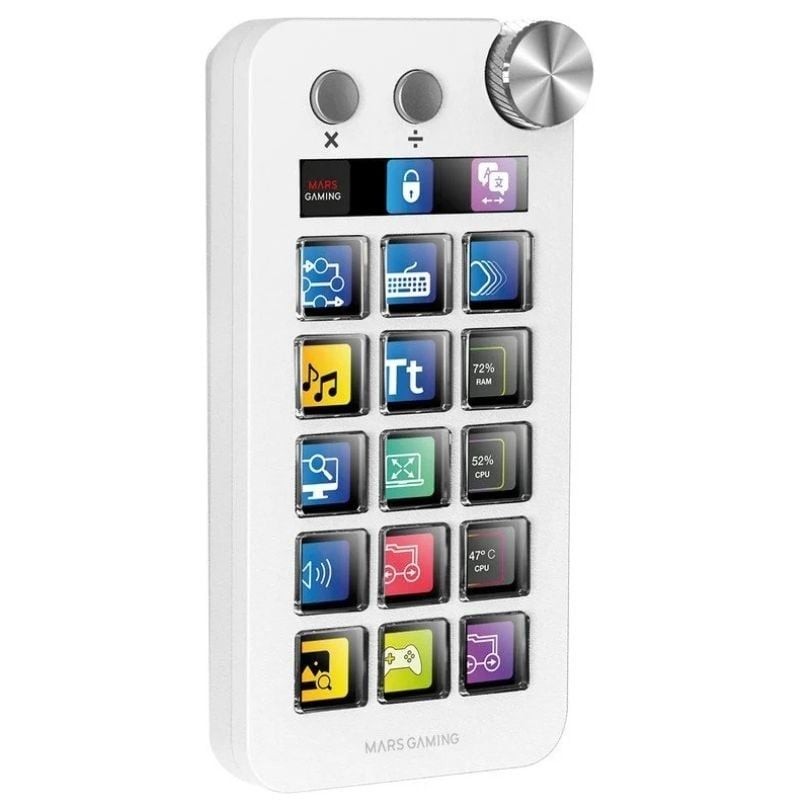 Control Deck Mars Gaming MSD-NEO/ 15 Teclas LCD/ 1 Rueda/ 2 Botones/ Blanco