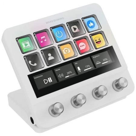 Stream Deck Mars Gaming MSD-PRO/ 10 Teclas LCD + 4 Diales Personalizables/ Blanco