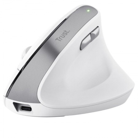 Ratón Vertical Inalámbrico Trust Bayo II/ Batería recargable/ Hasta 2400 DPI/ Blanco