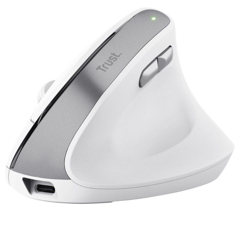 Ratón Vertical Inalámbrico Trust Bayo II/ Batería recargable/ Hasta 2400 DPI/ Blanco