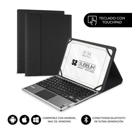 Funda con Teclado Subblim Keytab Pro Bluetooth Touchpad para Tablets de 9.6'-10.8'/ Negra