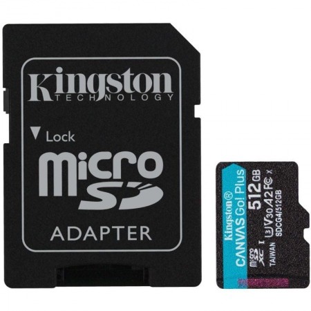 Tarjeta de Memoria Kingston CANVAS Go! Plus 512GB microSD XC con Adaptador/ Clase 10/ 200MBs