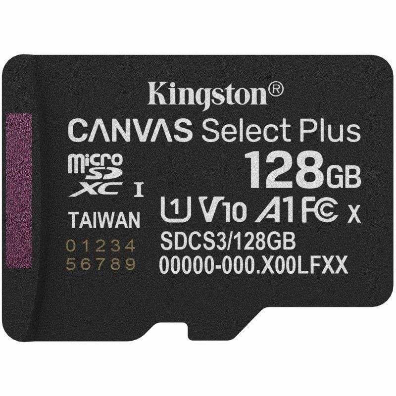 Tarjeta de Memoria Kingston CANVAS Select Plus 128GB microSD XC/ Clase 10/ 150MBs