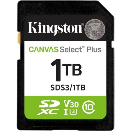 Tarjeta de Memoria Kingston CANVAS Select Plus 1TB SD XC/ Clase 10/ 150MBs