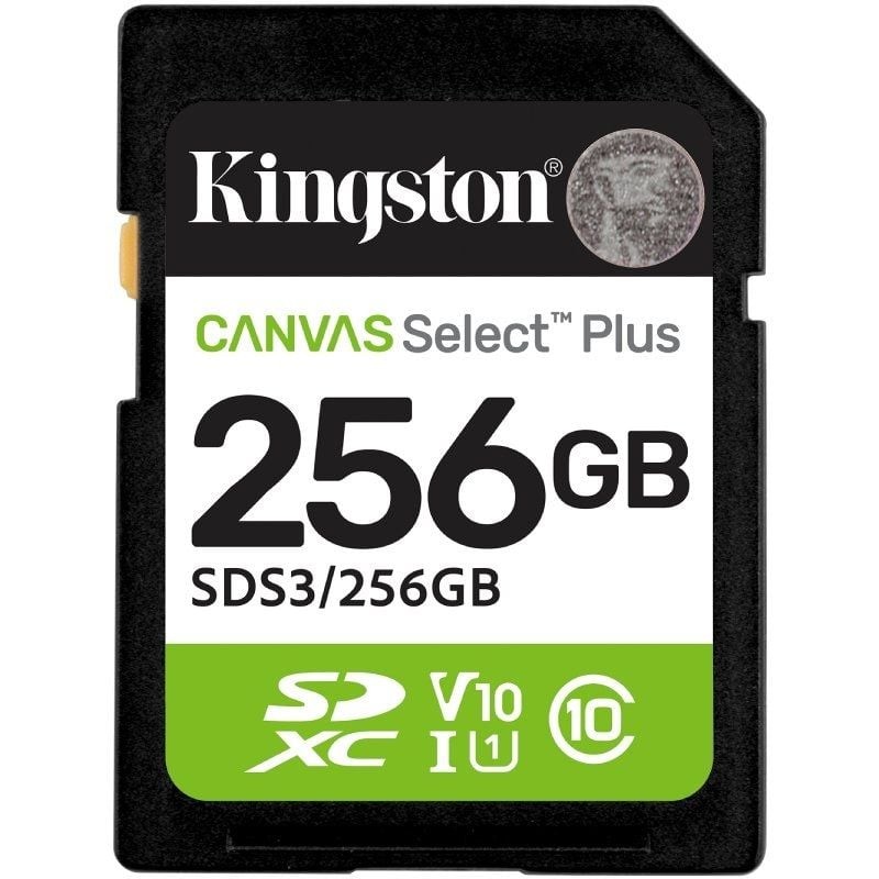 Tarjeta de Memoria Kingston CANVAS Select Plus 256GB SD XC/ Clase 10/ 150MBs