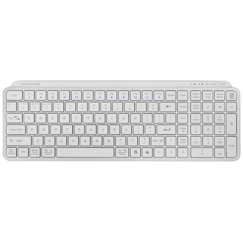 Teclado Compacto Inalámbrico Mars Gaming MK-SILENKEYS/ Blanco
