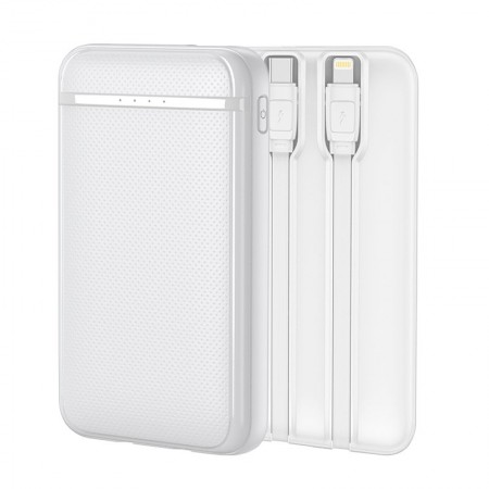 Bateria Externa Power Bank 5000 mAh COOL (2 Cables: TIPO C / Lightning) Blanco