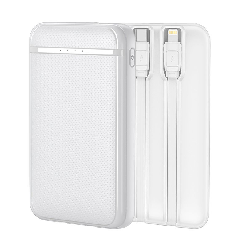 Bateria Externa Power Bank 5000 mAh COOL (2 Cables: TIPO C / Lightning) Blanco