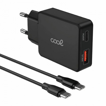 Cargador Red Universal Ultra Fast PD Tipo-C + USB COOL (65W + Cable Tipo-C) GaN Negro