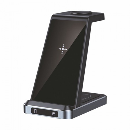 Dock Base Qi Cargador Inalámbrico 3 en 1 COOL Negro