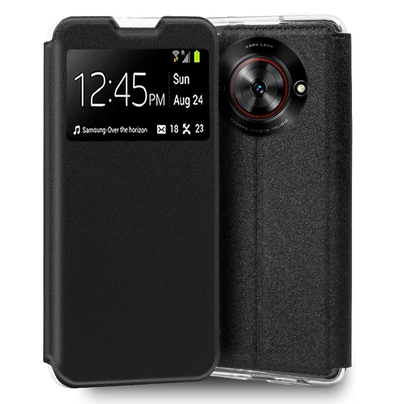 Funda COOL Flip Cover para ZTE Blade A75 5G Liso Negro