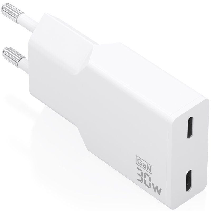 Cargador de Pared GaN Aisens A110-1003/ 2xUSB Tipo-C/ 30W/ Blanco