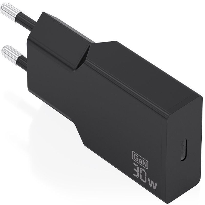 Cargador de Pared GaN Aisens A110-1004/ 1xUSB Tipo-C/ 30W/ Negro