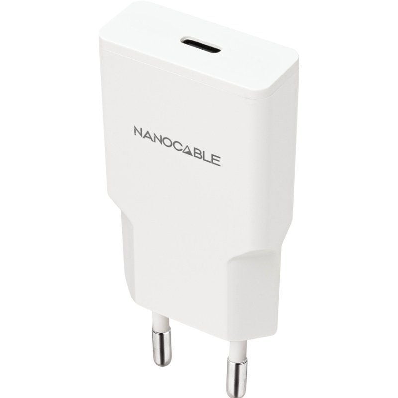 Cargador de Pared Nanocable 10.10.2024/ 1xUSB Tipo-C/ 25W/ Blanco