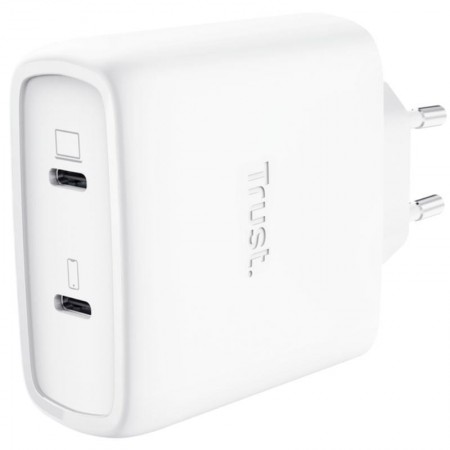 Cargador de Pared GaN Trust Maxo 65W 25526/ 2xUSB Tipo-C/ Incluye Cable USB Tipo-C/ 65W