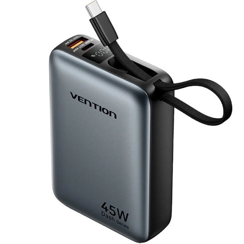 Powerbank 20000mAh Vention FHGH0/ 45W/ Gris/ Incluye Cable USB Tipo-C