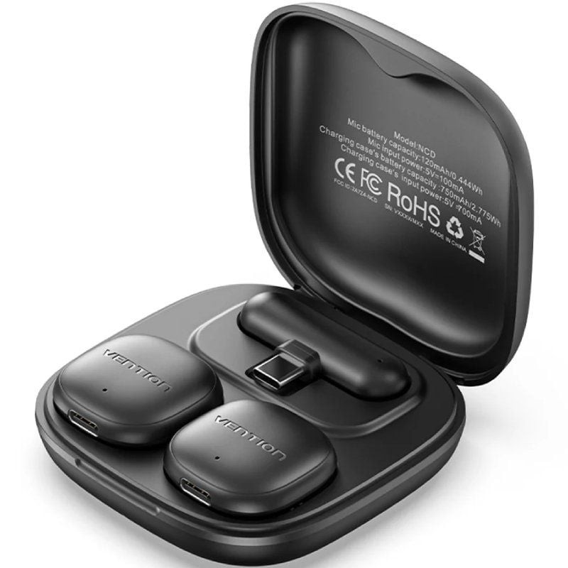 Micrófono Inalámbrico con Clip Vention Lavalier NCDB0/ USB Tipo-C/ Lightning/ Incluye Receptor/ 2 unidades
