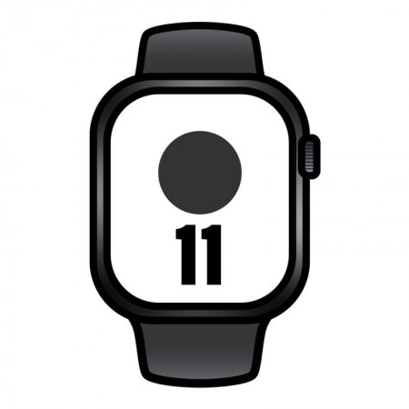 Apple Watch Series 11/ GPS/ Cellular/ 42mm/ Negro Azabache/ Correa Deportiva Negra (M/L)