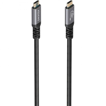 Cable USB 3.2 Tipo-C Aisens A107-0988/ USB Tipo-C Macho - USB Tipo-C Macho/ Hasta 100W/ 20Gbps/ 3m/ Negro
