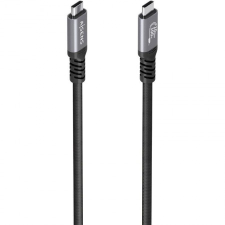 Cable USB 3.2 Tipo-C Aisens A107-0989/ USB Tipo-C Macho - USB Tipo-C Macho/ Hasta 100W/ 10Gbps/ 4m/ Negro
