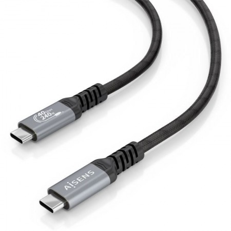 Cable USB 4.0 Tipo-C Aisens A156-0995/ USB Tipo-C Macho - USB Tipo-C Macho/ Hasta 240W/ 40Gbps/ 1.5m/ Negro