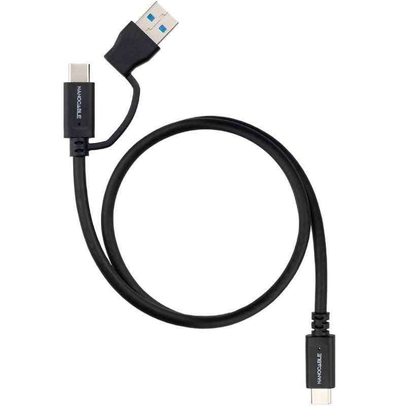 Cable USB 3.2 Tipo-C Nanocable 10.01.4802/ USB Tipo-C Macho/ USB Macho - USB Tipo-C Macho/ Hasta 60W/ 10Gbps/ 2m/ Negro