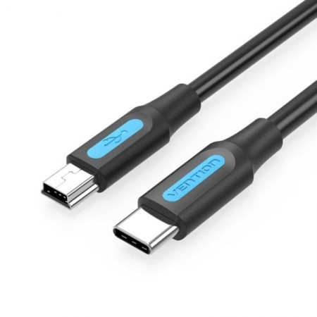 Cable USB 2.0 Tipo-C Vention COWBD/ USB Tipo-C Macho - MiniUSB Macho/ 480Mbps/ 50cm/ Negro