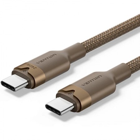 Cable USB 2.0 Tipo-C 5A Vention TRIJF/ USB Tipo-C Macho - USB Tipo-C Macho/ Hasta 240W/ 480Mbps/ 1m/ Dorado