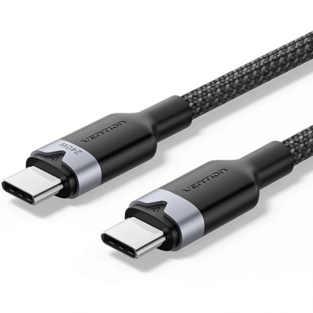 Cable USB 2.0 Tipo-C 5A Vention TRIBH/ USB Tipo-C Macho - USB Tipo-C Macho/ Hasta 240W/ 480Mbps/ 2m/ Negro