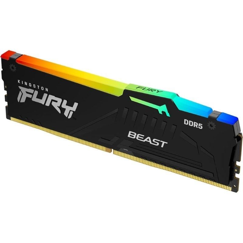 Memoria RAM Kingston FURY Beast RGB 16GB/ DDR5/ 6400MHz/ 1.4V/ CL32/ DIMM