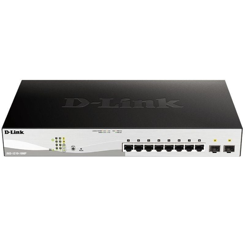 Switch Gestionable D-Link DGS-1210-10MP 10 Puertos/ RJ-45 10/100/1000/ PoE/ SFP
