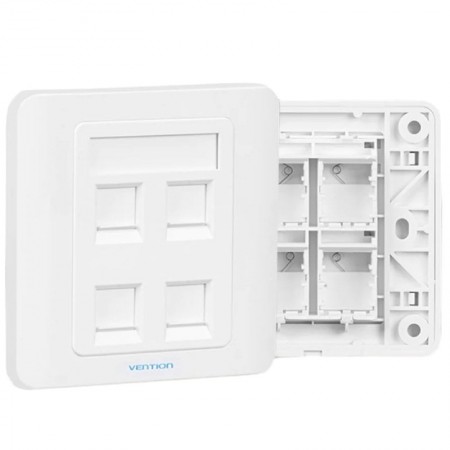 Placa de Pared Tipo 86 Vention IFFW0/ 4 Puertos RJ45